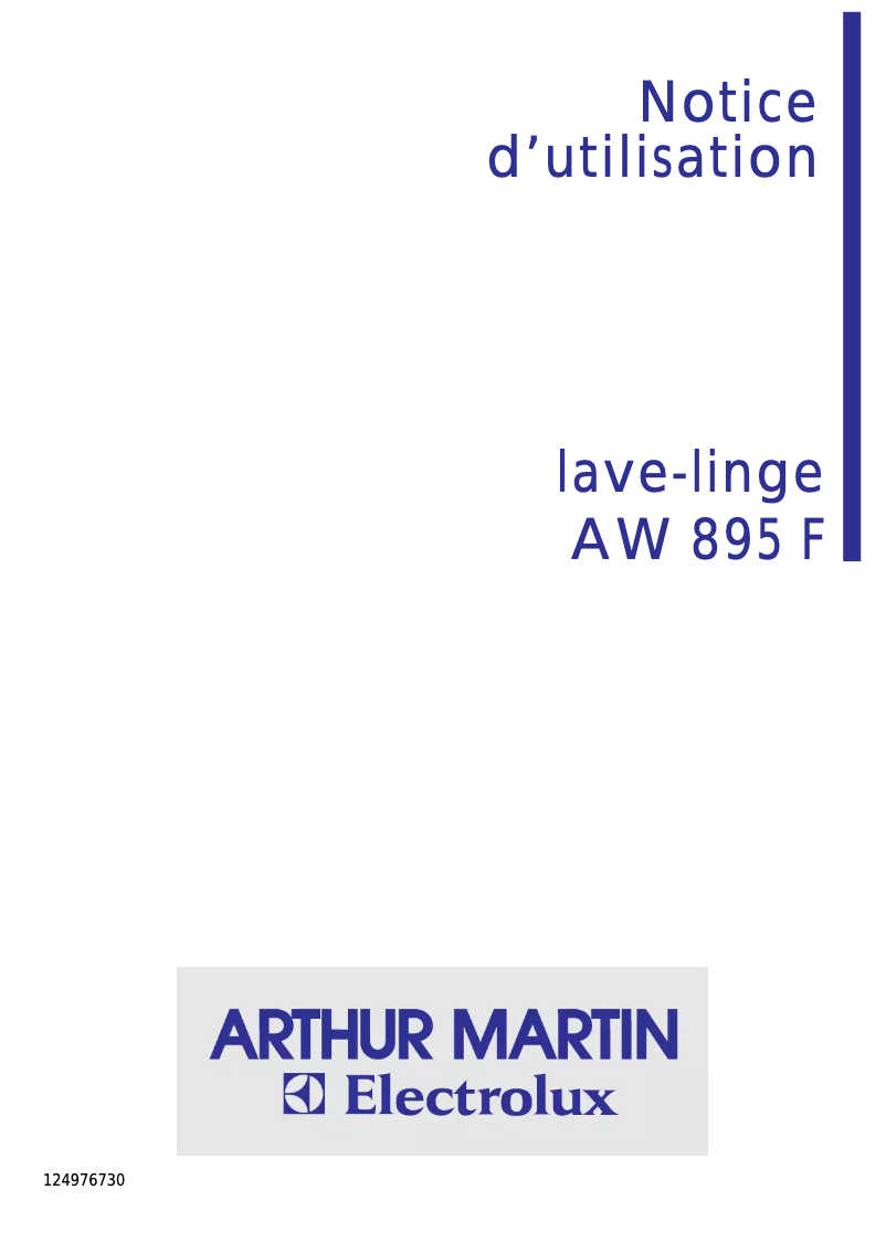 Page n°1 - Manuel utilisateur Arthur Martin-Electrolux AW 895 F