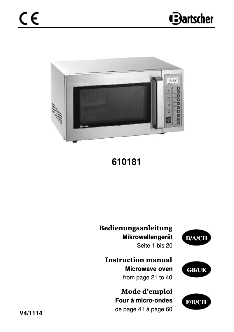Page n°1 - Manuel utilisateur Bartscher DIG 25l