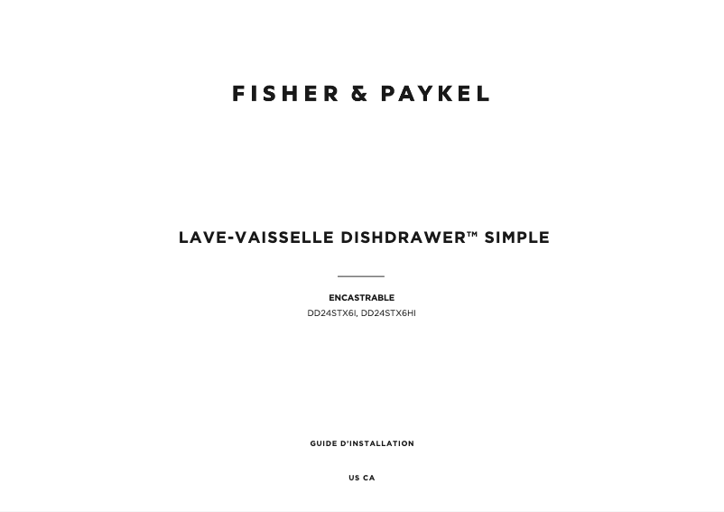 Page 1 de la notice Guide d'installation Fisher & Paykel DD24STX6HI1