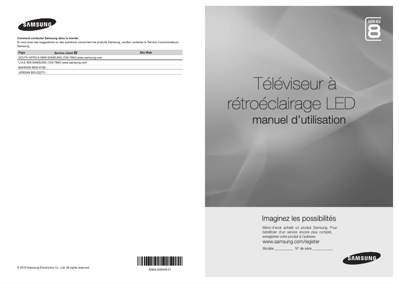 Page 1 de la notice Manuel utilisateur Samsung UA55C8000XR