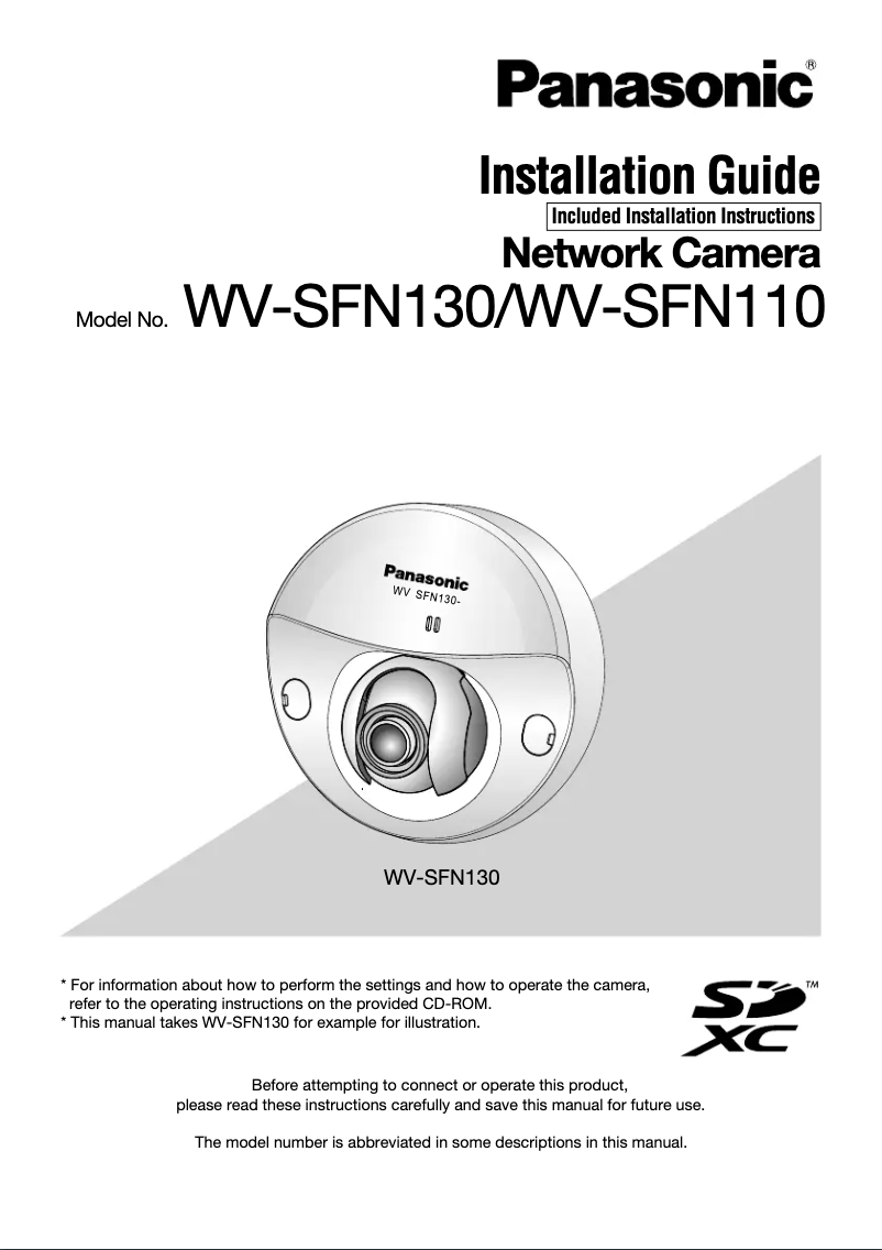 Page 1 de la notice Manuel utilisateur Panasonic WV-SFN130