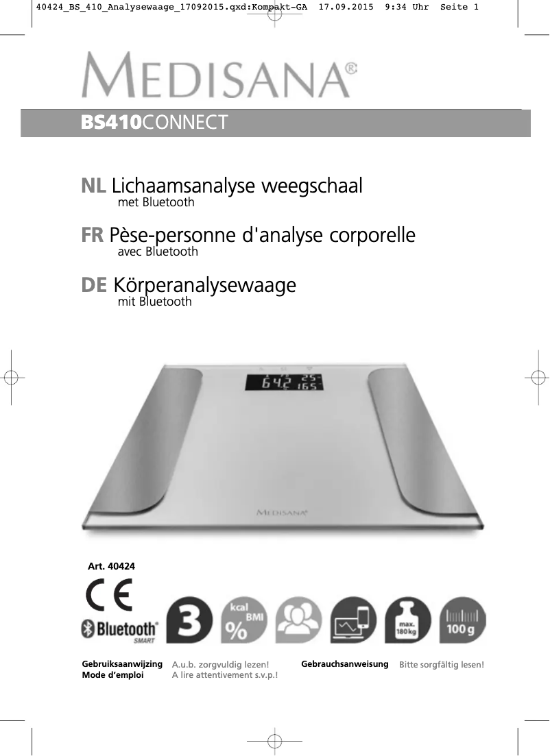 Page n°1 - Manuel utilisateur Medisana BS 410 Connect