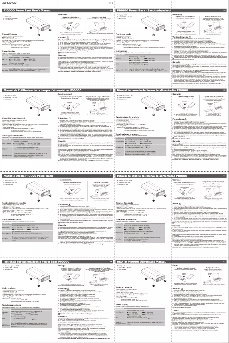 Page 1 de la notice Manuel utilisateur ADATA P10000