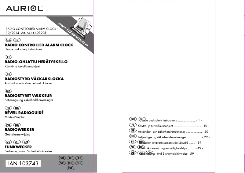 Page 1 de la notice Manuel utilisateur Auriol 4-LD3905