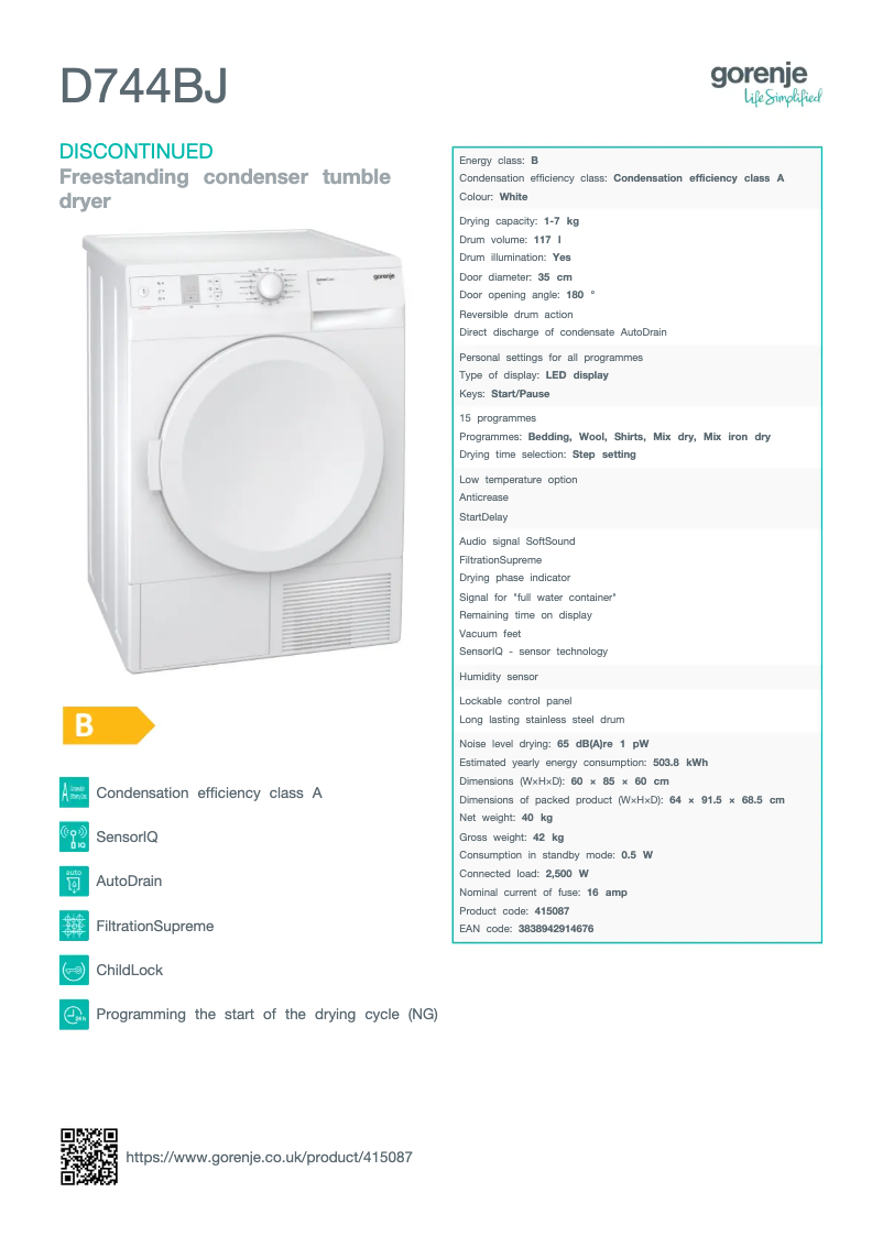 Image de la première page du manuel de l'appareil D744BJ