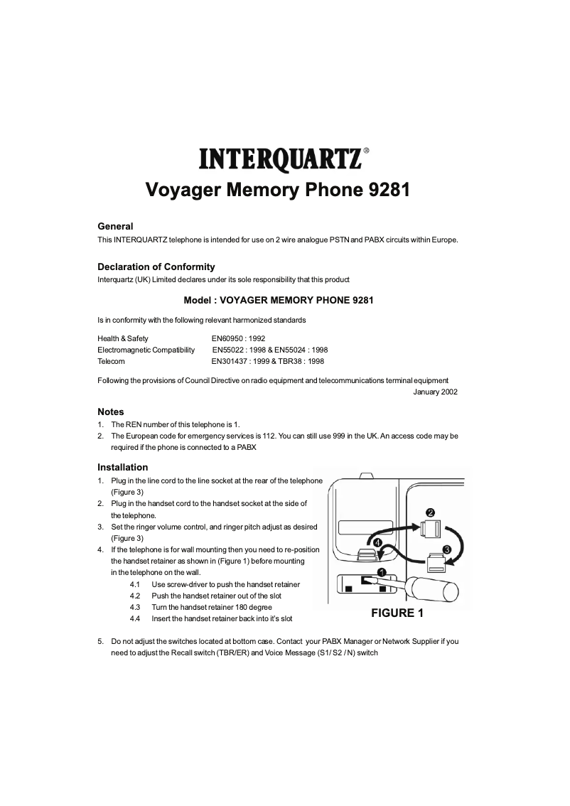 Imagen de la primera página del manual del dispositivo 9281H05