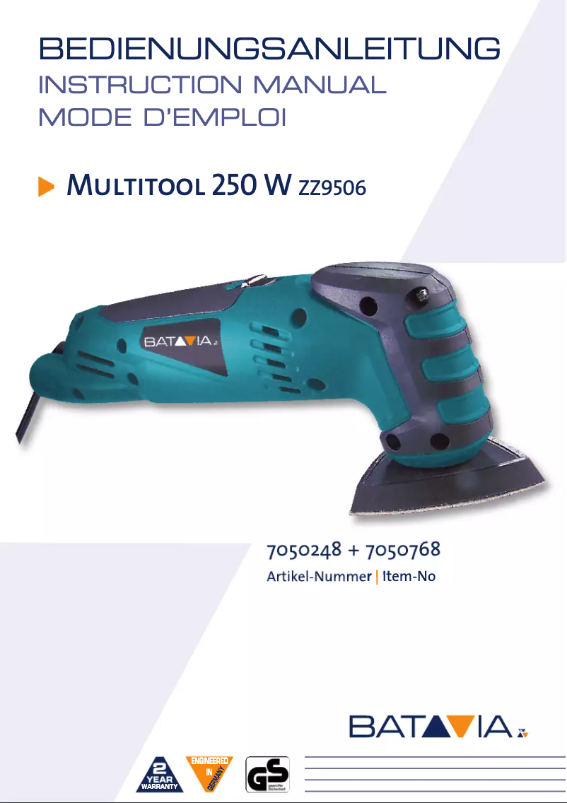 Page 1 de la notice Manuel utilisateur Batavia ZZ9506