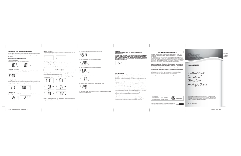 Page 1 de la notice Manuel utilisateur Conair WW701XF