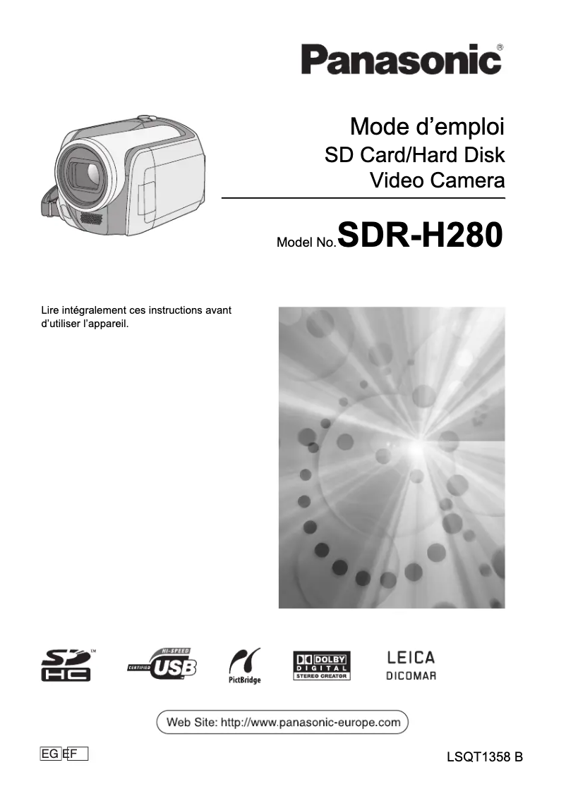 Page n°1 - Manuel utilisateur Panasonic SDR-H280