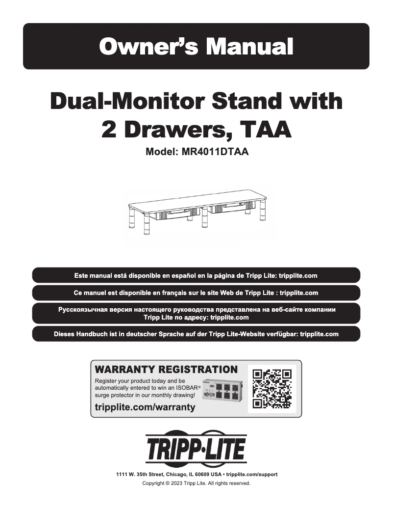Page n°1 - Manuel utilisateur Tripp Lite MR4011DTAA