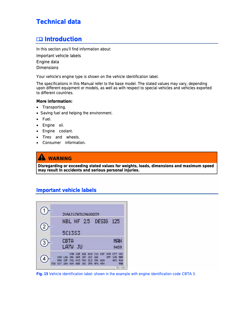 Página 1 del manual Ficha técnica Volkswagen Beetle (2013)