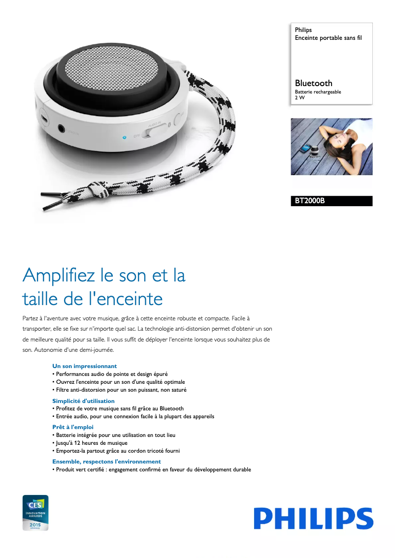 Image de la première page du manuel de l'appareil BT2000B