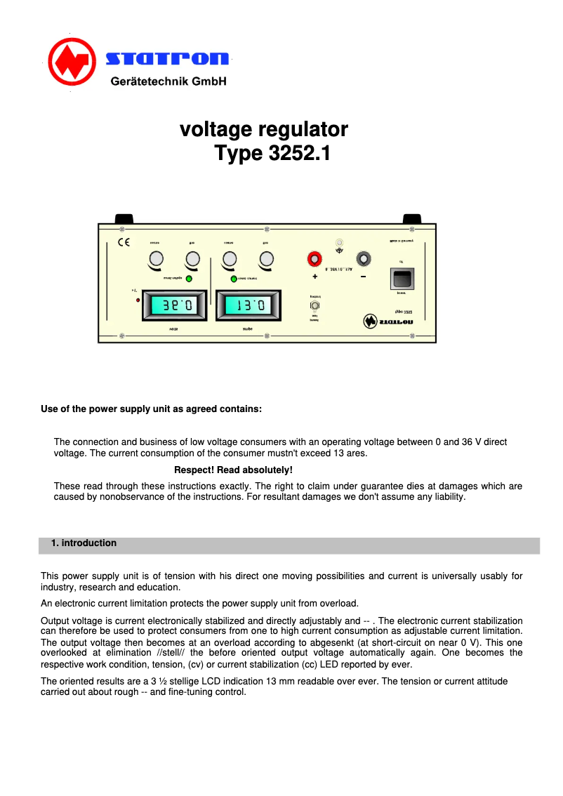 Image de la première page du manuel de l'appareil 3252.1