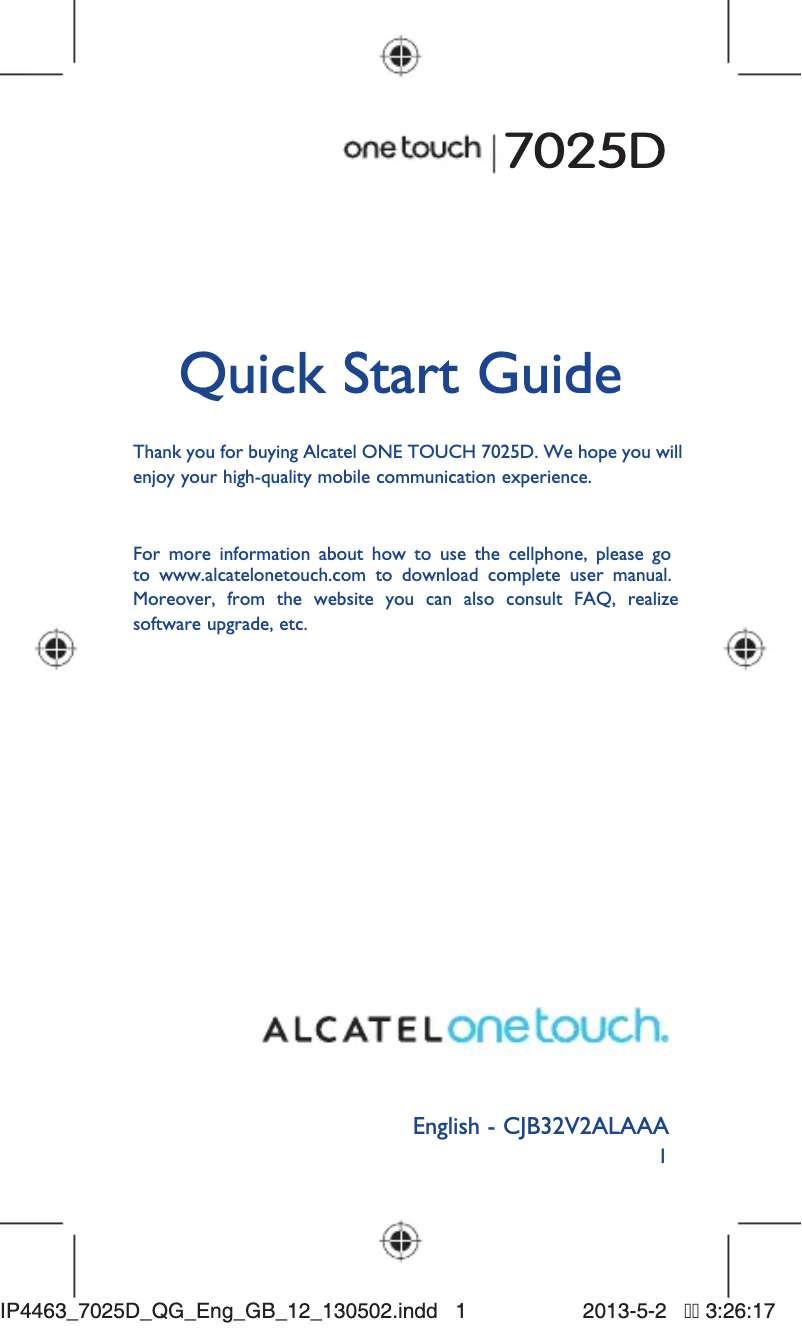 Image de la première page du manuel de l'appareil One Touch Snap 7025D