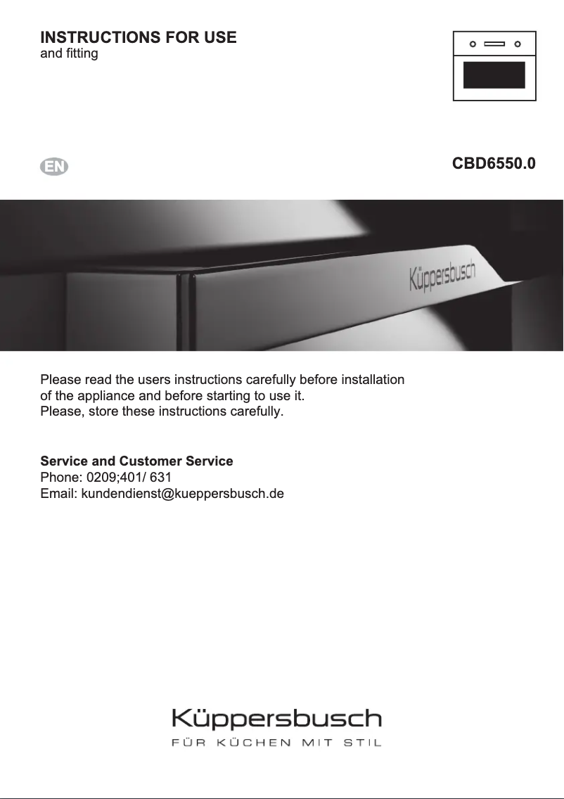 Page n°1 - Manuel utilisateur Küppersbusch CBD6550.0S1