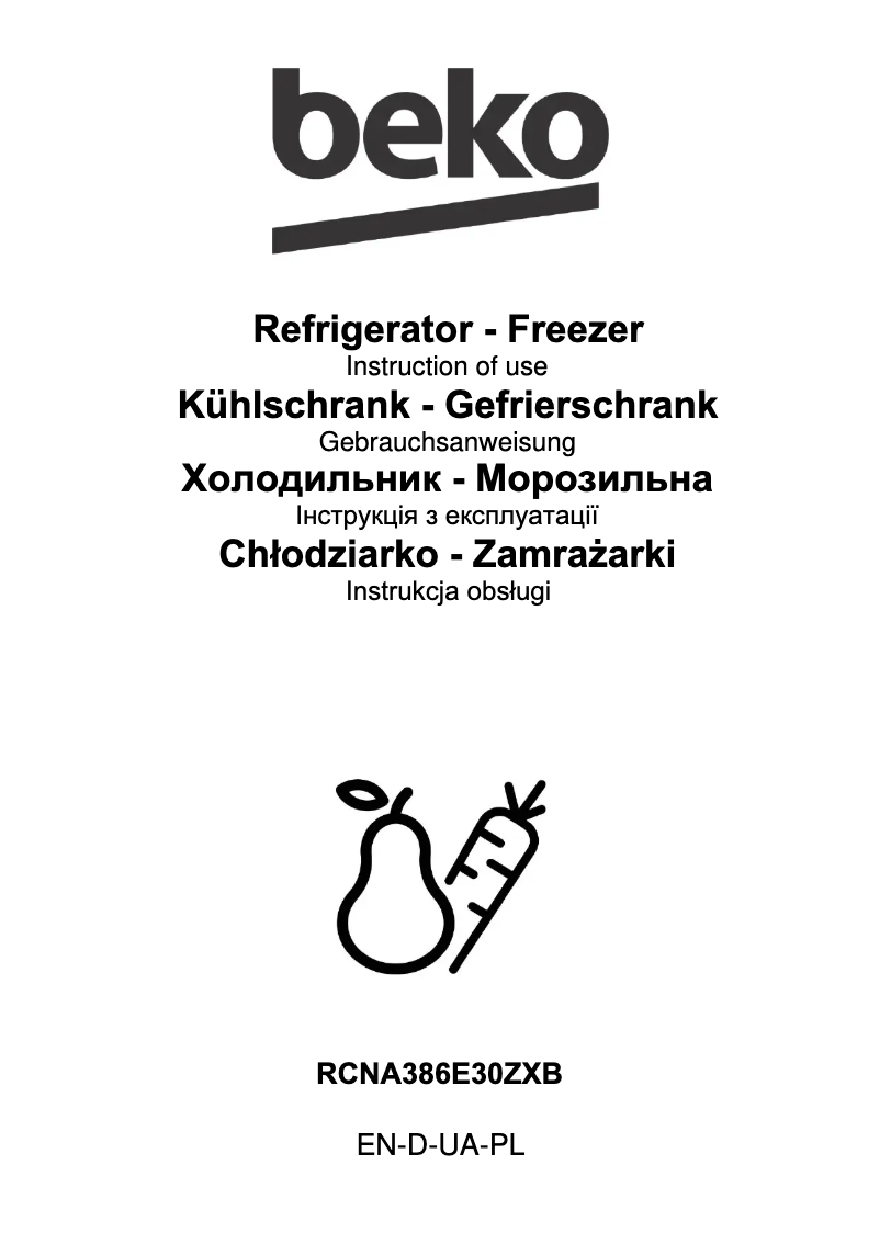Page n°1 - Manuel utilisateur Beko RCNA386E30ZXB