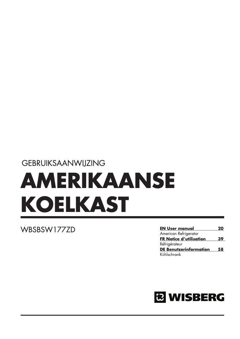 Page 1 de la notice Manuel utilisateur Wisberg WBSBSW177ZD