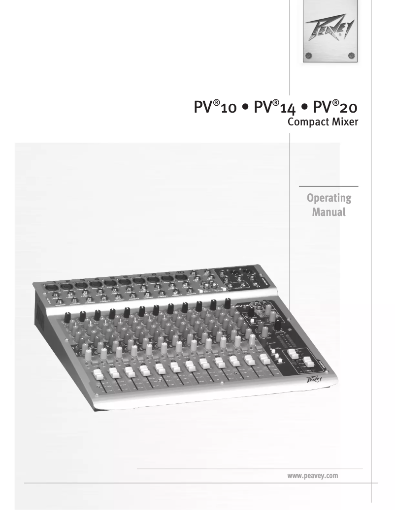 Page n°1 - Manuel utilisateur Peavey PV 10