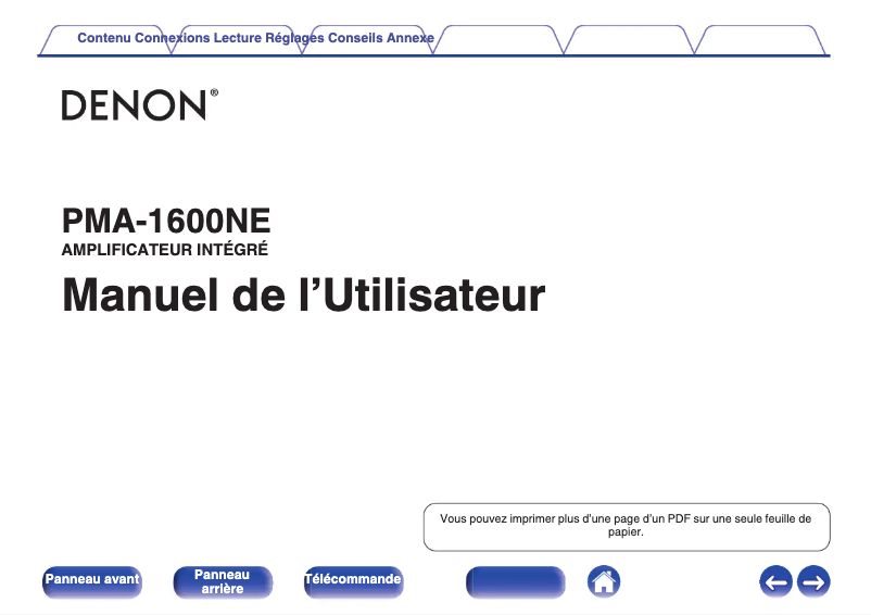 Page n°1 - Manuel utilisateur Denon PMA-1600NE