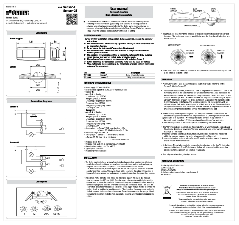Imagen de la primera página del manual del dispositivo Sensor-T