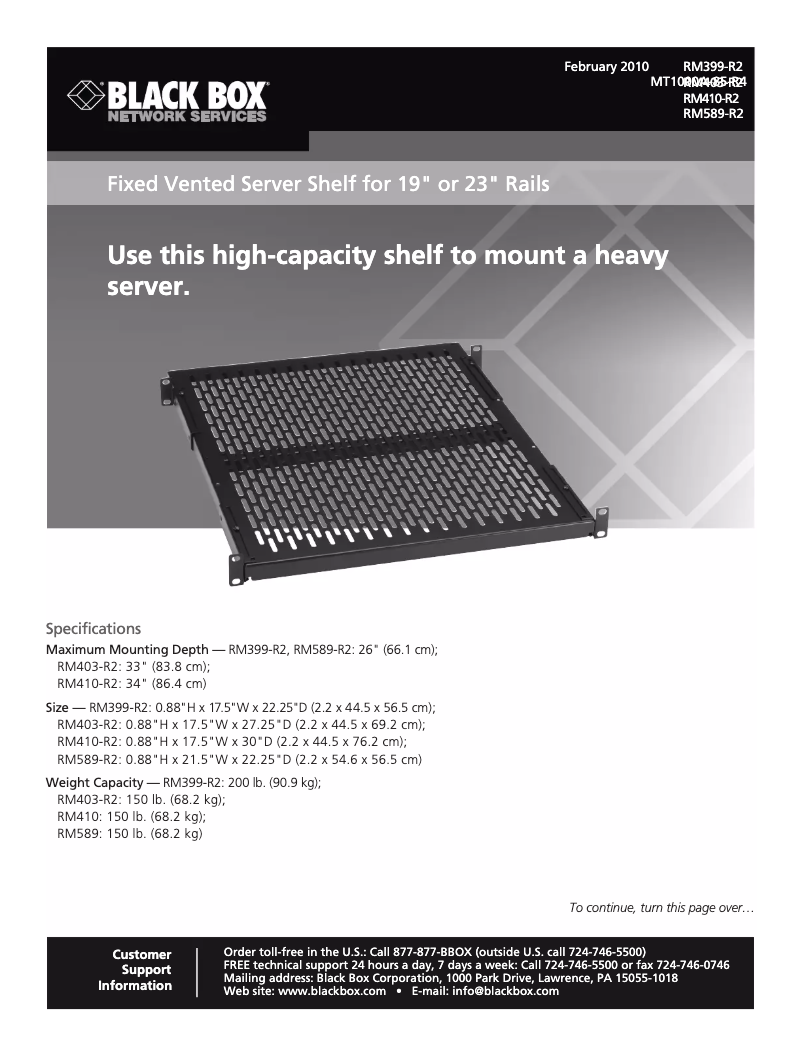 Page n°1 - Manuel utilisateur Black Box RM410-R2