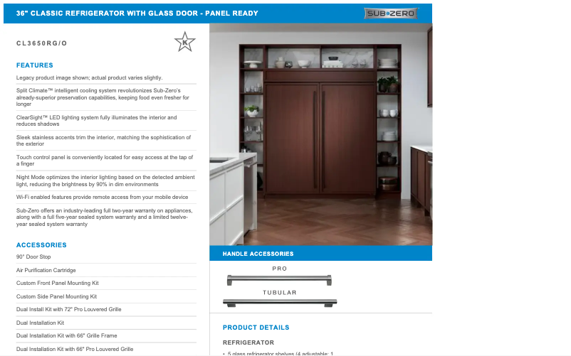 Page n°1 - Manuel utilisateur Sub-Zero CL3650RG/O