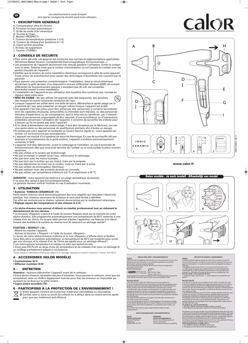 Image de la première page du manuel de l'appareil Ac Respect CV7650C0