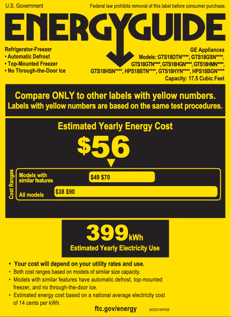 Page n°1 - Label énergétique Hotpoint HPS18BGNRSH