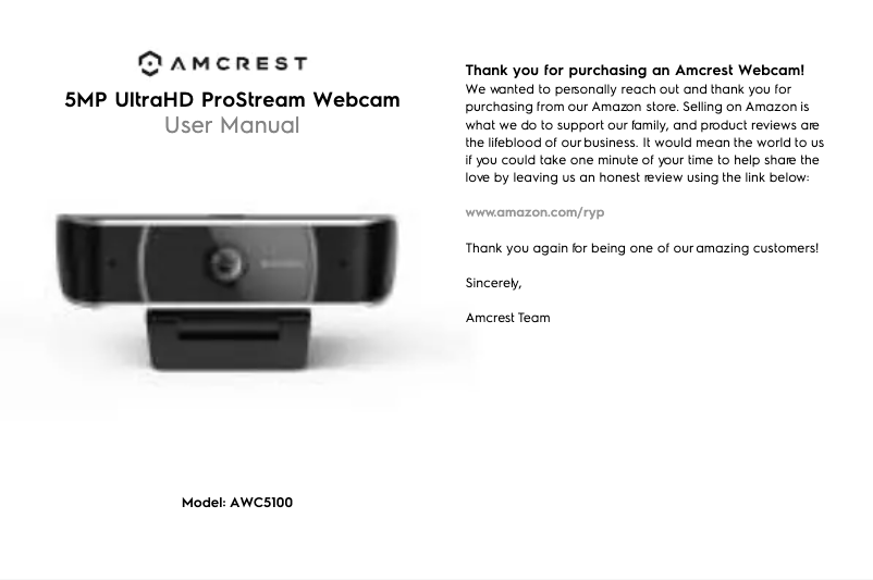 Page 1 de la notice Manuel utilisateur Amcrest AWC5100