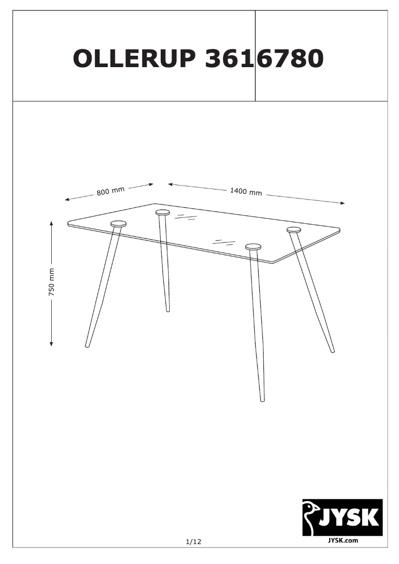 Página 1 del manual Manual de usuario JYSK Ollerup (80x140x75)