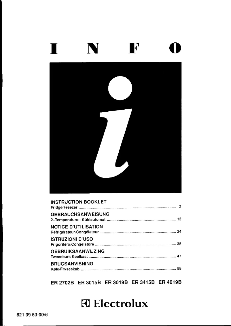 Page 1 de la notice Manuel utilisateur Electrolux ER 3415 B