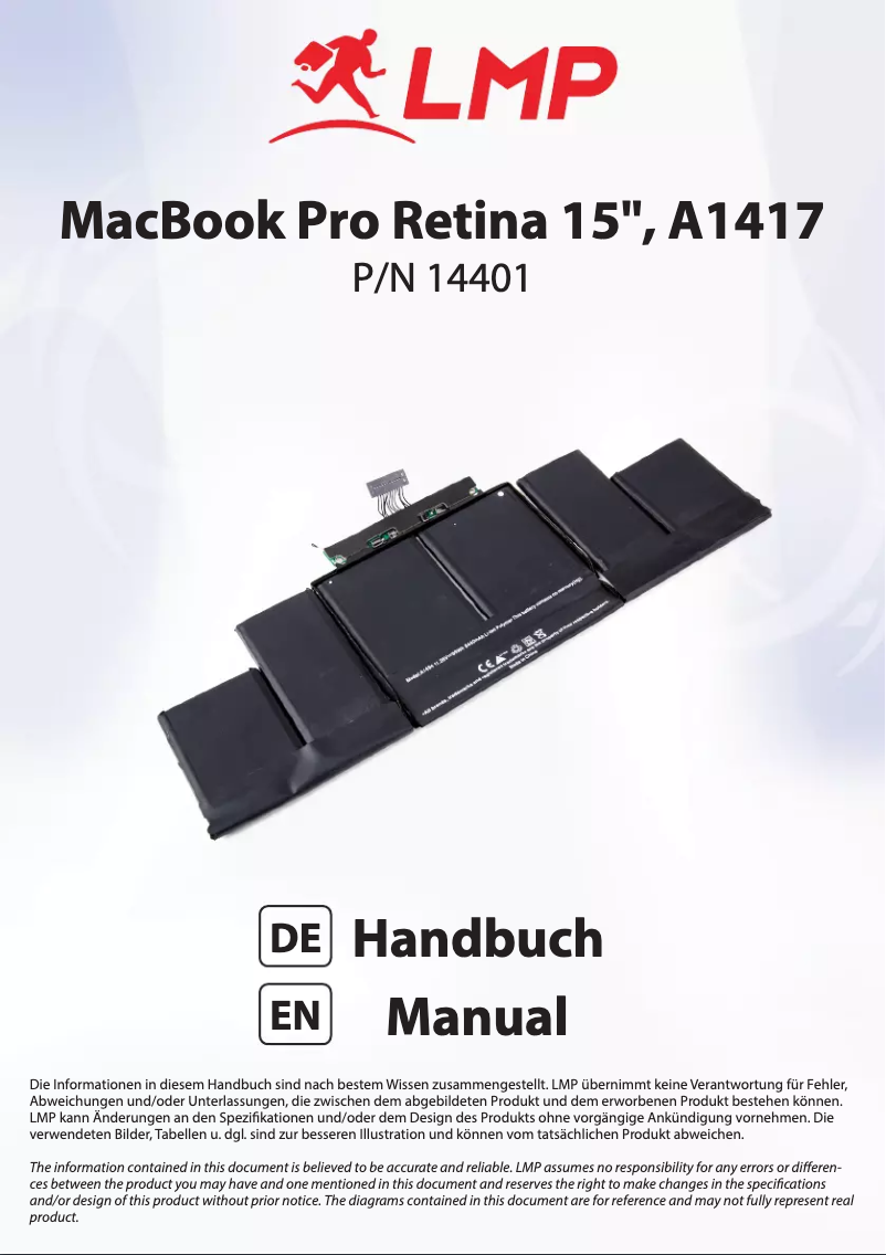 Page n°1 - Manuel utilisateur LMP 17031