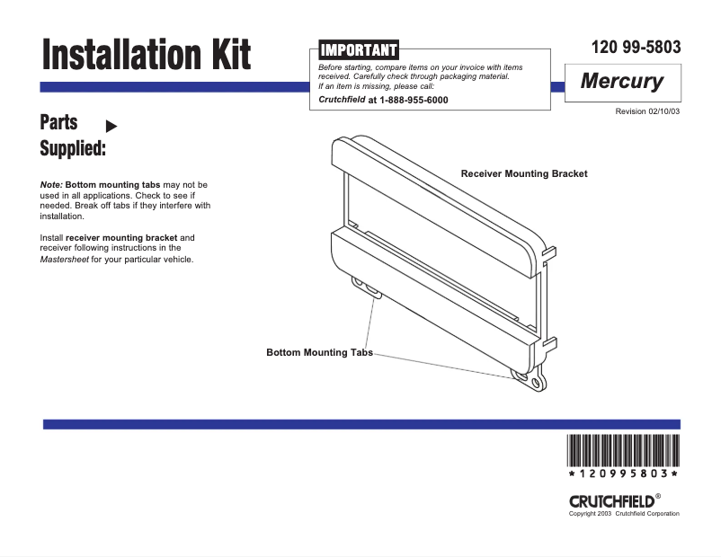 Image de la première page du manuel de l'appareil 99-5803