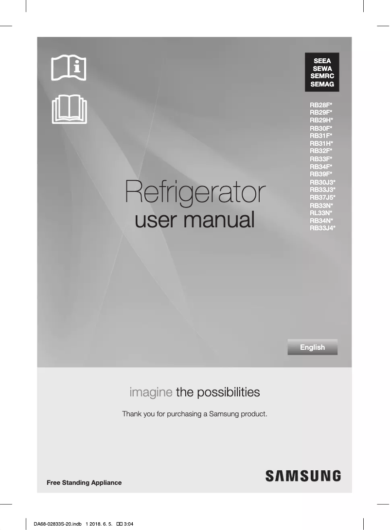 Page 1 de la notice Manuel utilisateur Samsung RB29HSR2DWW