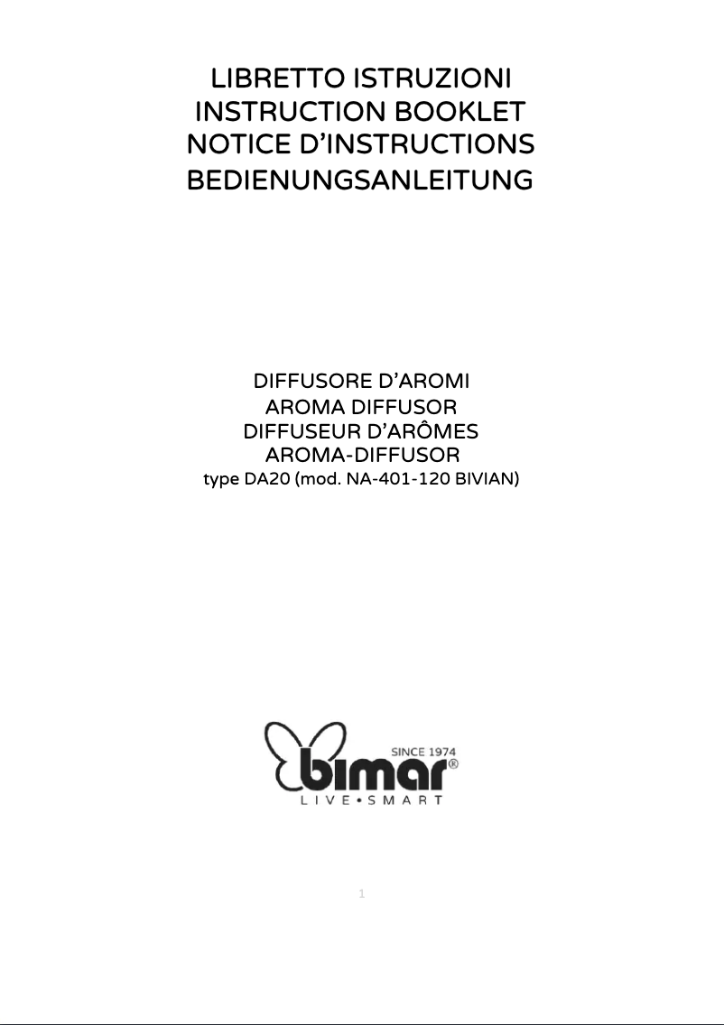 Page 1 de la notice Manuel utilisateur Bimar DA20