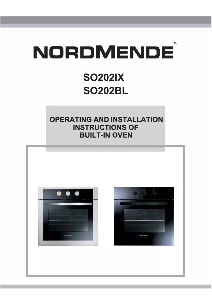 Page n°1 - Manuel utilisateur Nordmende SO202BL