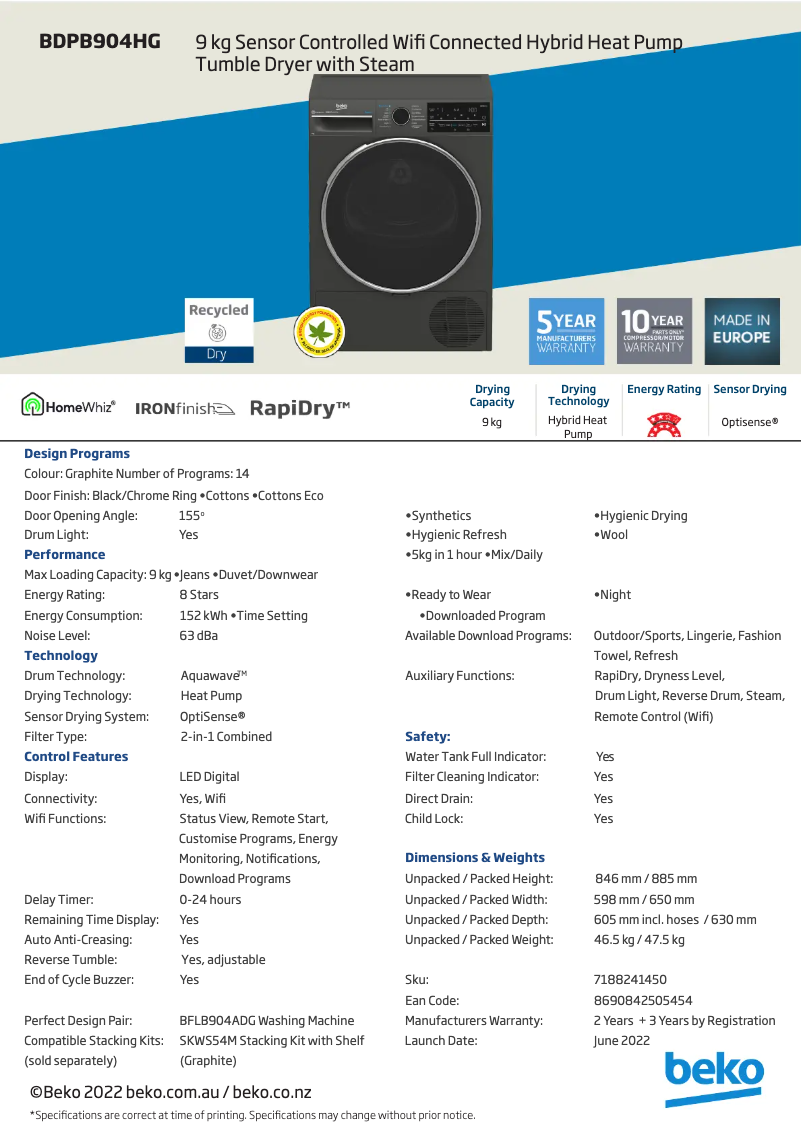 Image de la première page du manuel de l'appareil BDPB904HG
