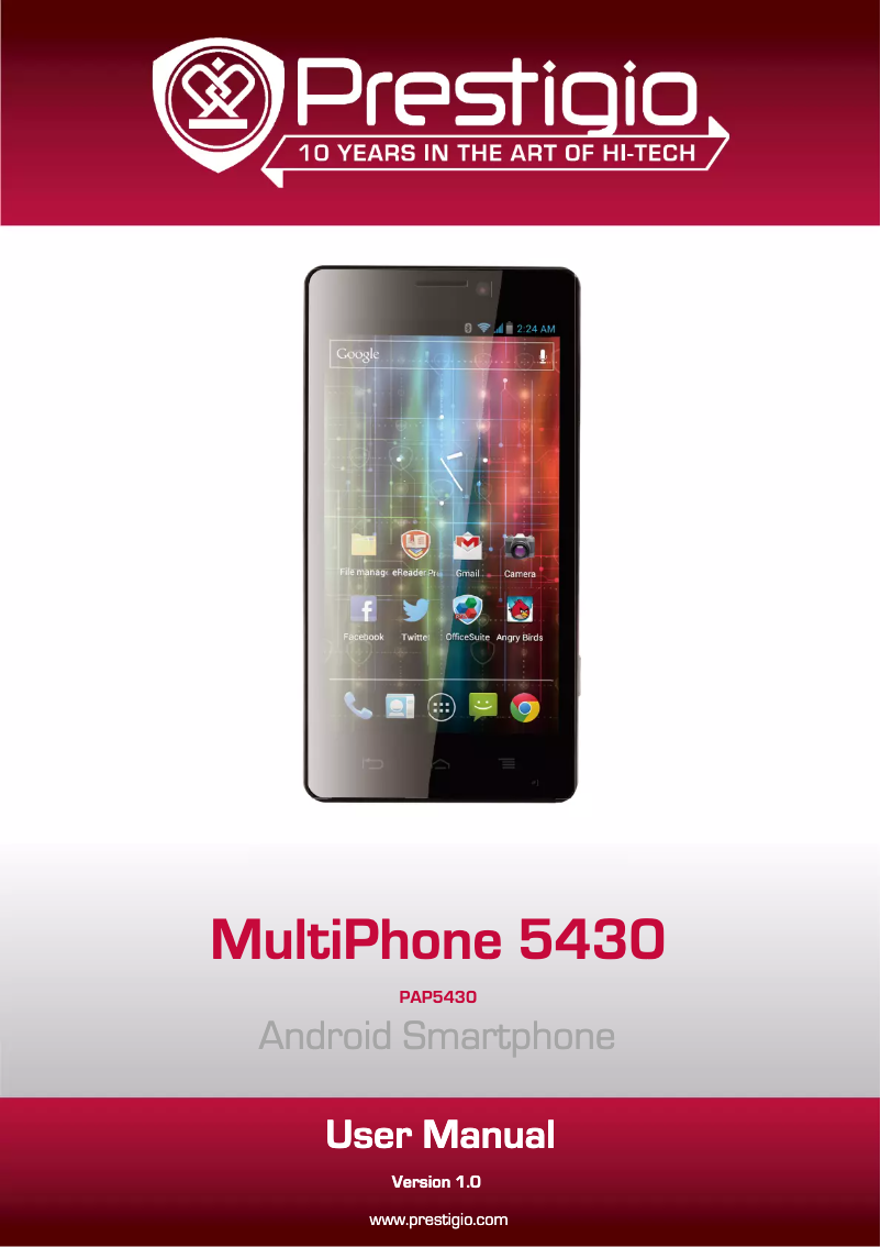 Page n°1 - Mode d'emploi Prestigio MultiPhone 5430