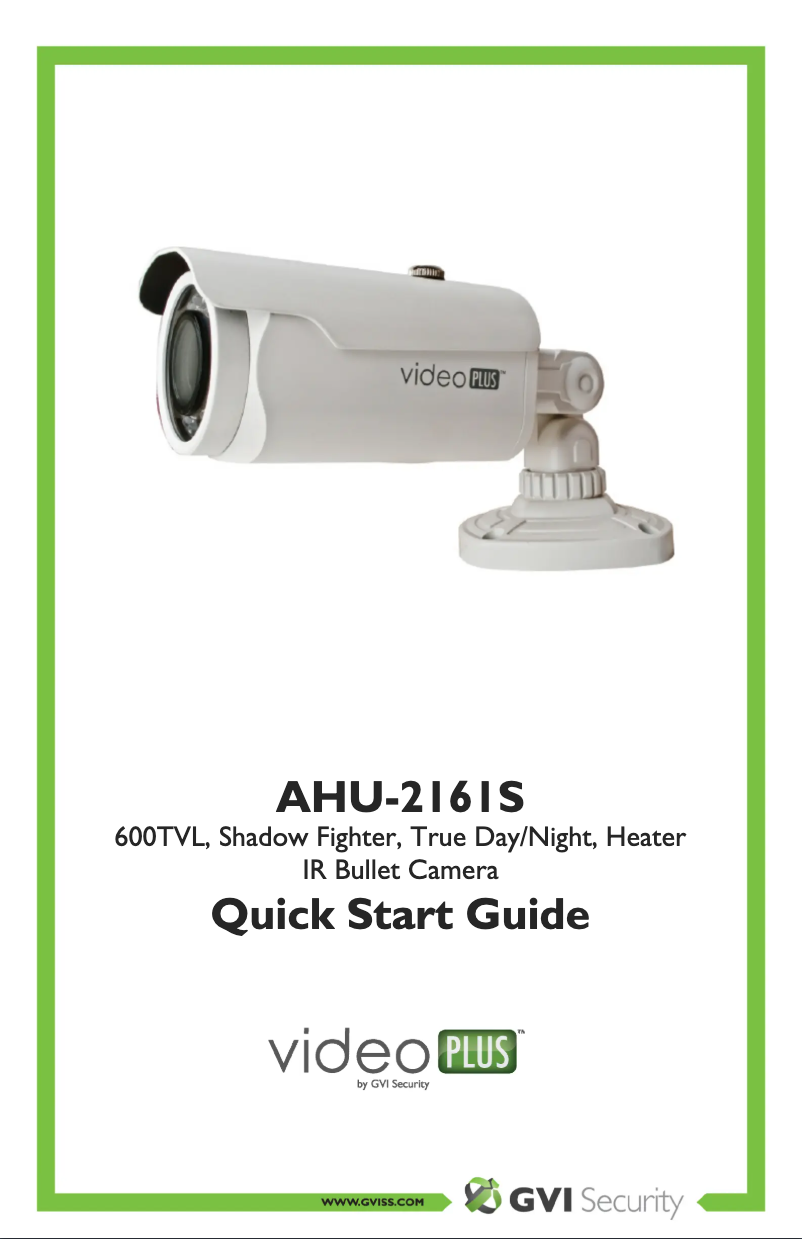 Page n°1 - Manuel utilisateur GVI Security videoPLUS AHU-2161S