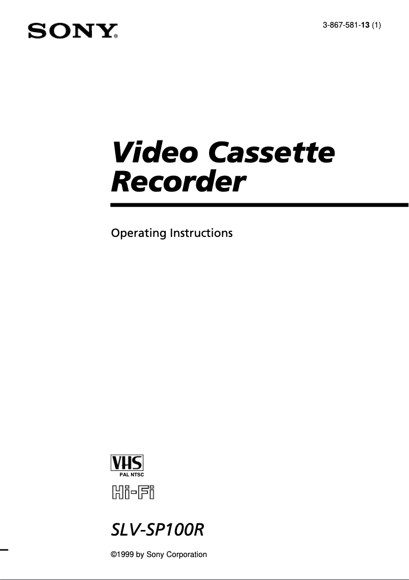 Page 1 de la notice Manuel utilisateur Sony SLV-SP100R