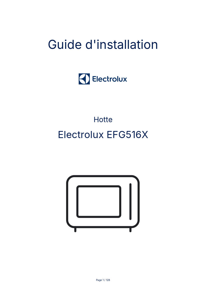 Page n°1 - Guide d'installation Electrolux EFG516X
