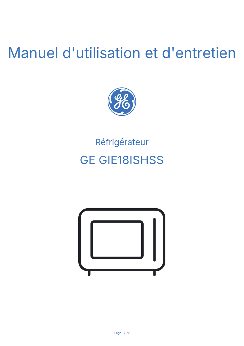Image de la première page du manuel de l'appareil GIE18ISHSS