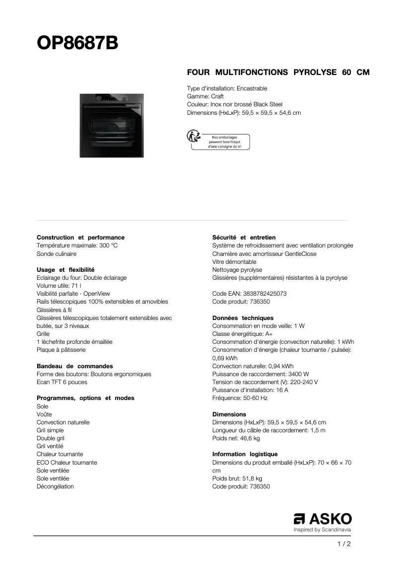 Image de la première page du manuel de l'appareil OP8687B