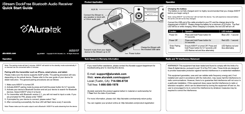 Página 1 del manual Manual de instrucciones Aluratek AIS01F