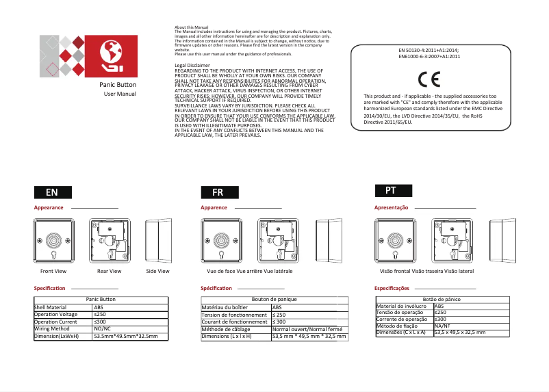 Page n°1 - Manuel utilisateur Hikvision DS-PD1-EB