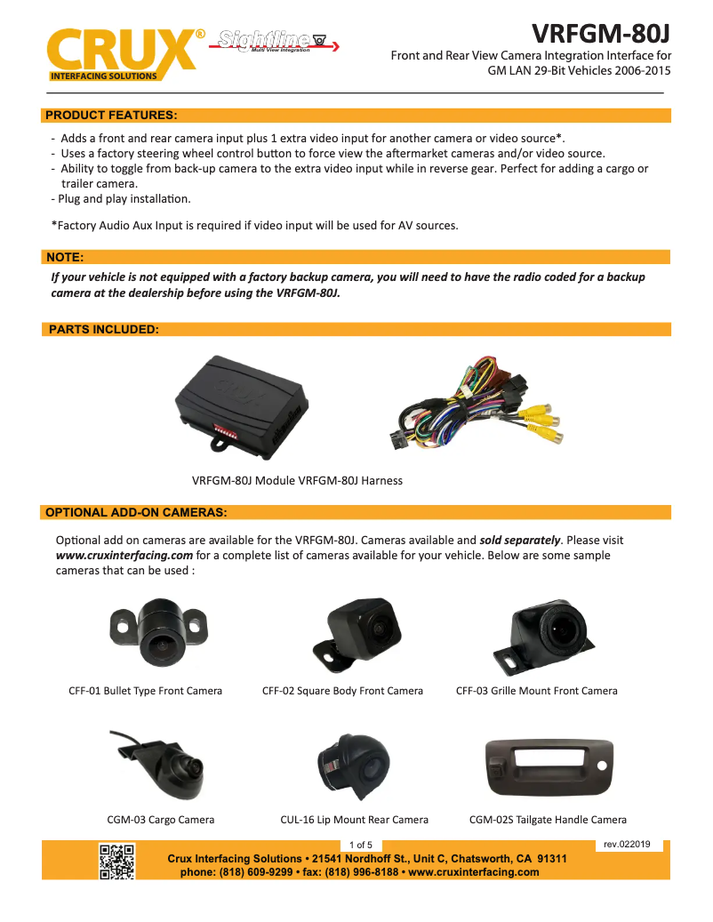 Page n°1 - Manuel utilisateur CRUX VRFGM-80J