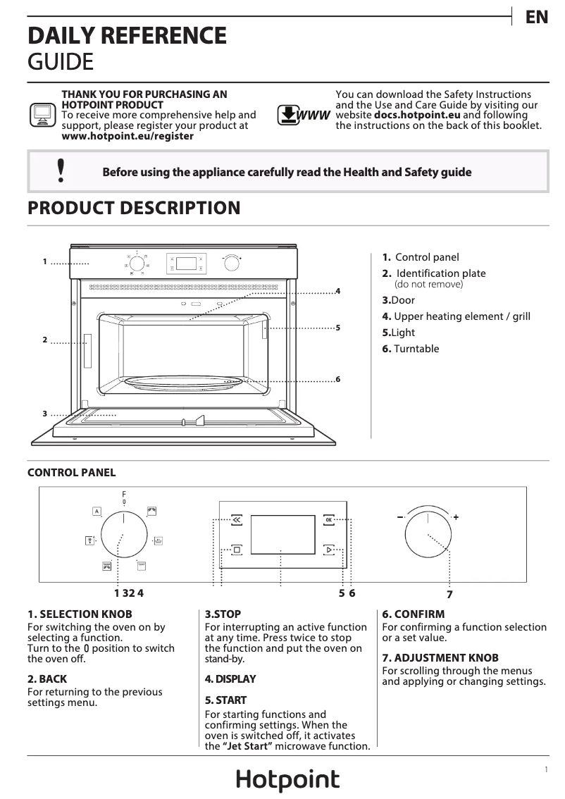 Page 1 de la notice Mode d'emploi Hotpoint MD 344 IX H