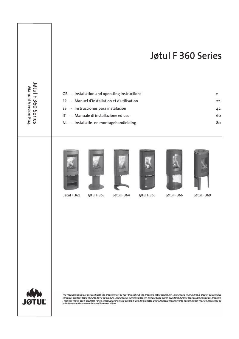 Page n°1 - Manuel utilisateur Jøtul F 365