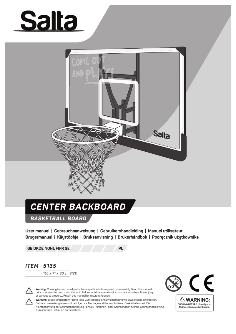 Page n°1 - Manuel utilisateur Salta Center Backboard 5135