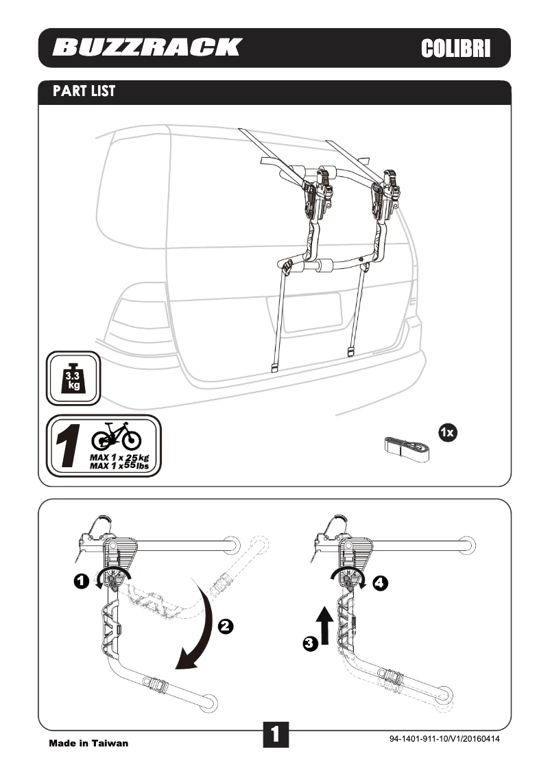 Page n°1 - Manuel utilisateur Buzz Rack Colibri